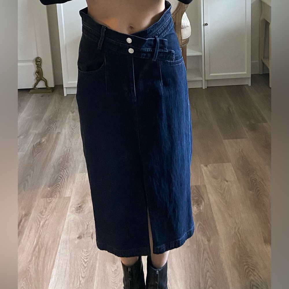 Pilcro Dark Blue Denim Midi Skirt